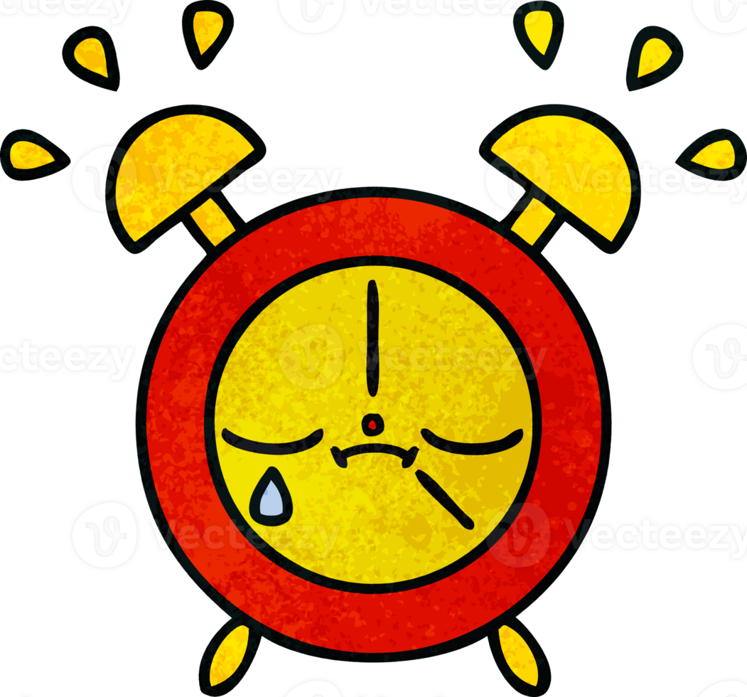 retro grunge texture cartoon alarm clock png