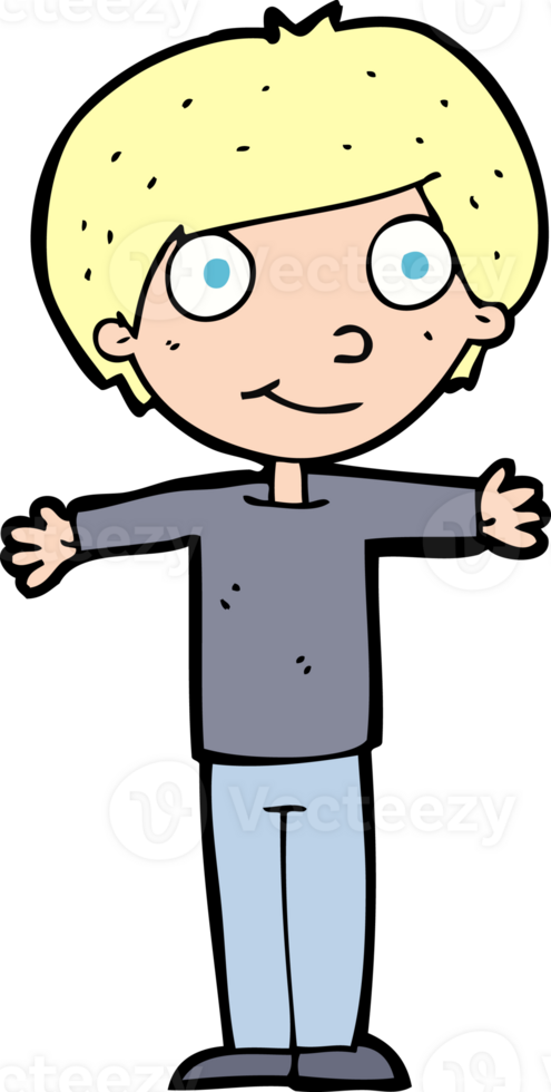 cartoon happy boy with open arms png
