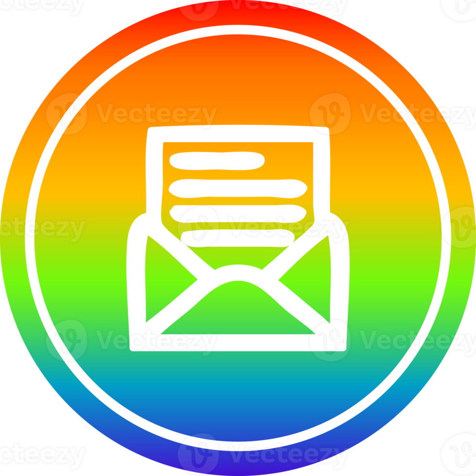envelope letter circular in rainbow spectrum png