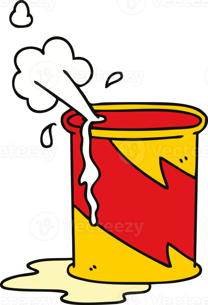 quirky hand drawn cartoon exploding oil can png