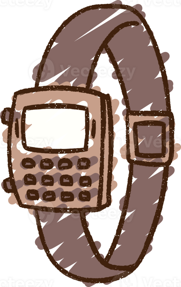 Digital Wristwatch Chalk Drawing png