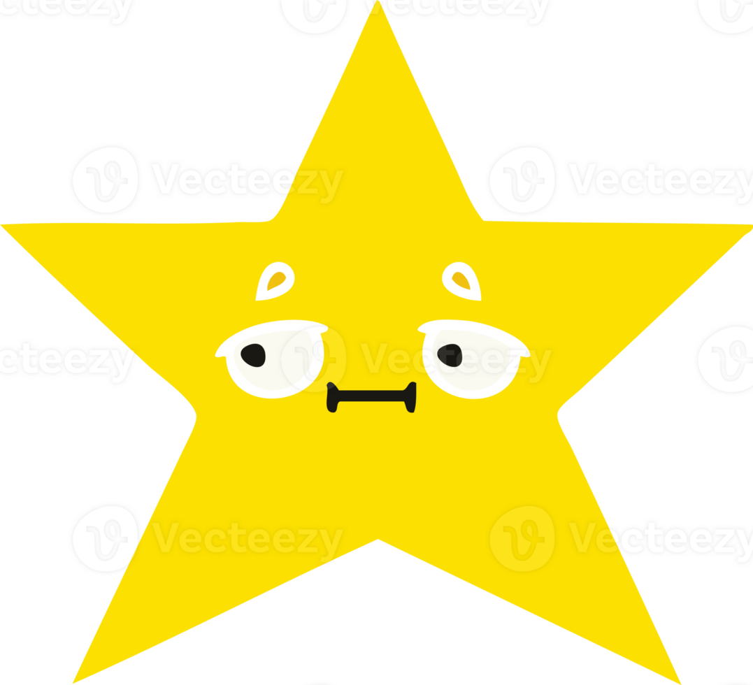 flat color retro cartoon gold star png