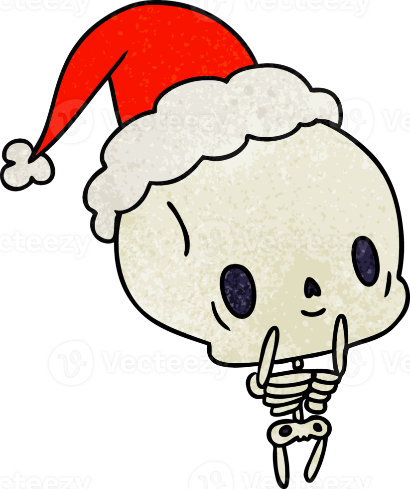 christmas textured cartoon of kawaii skeleton png