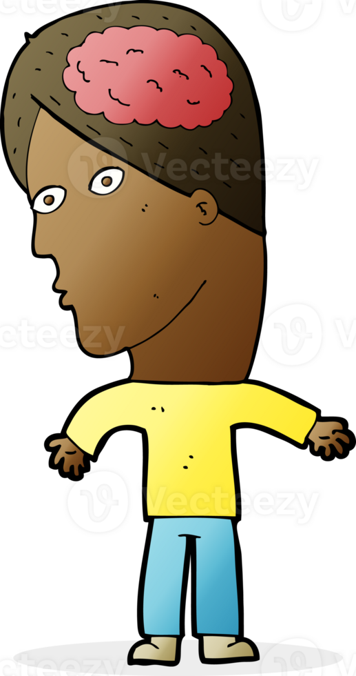 cartoon man with brain symbol png