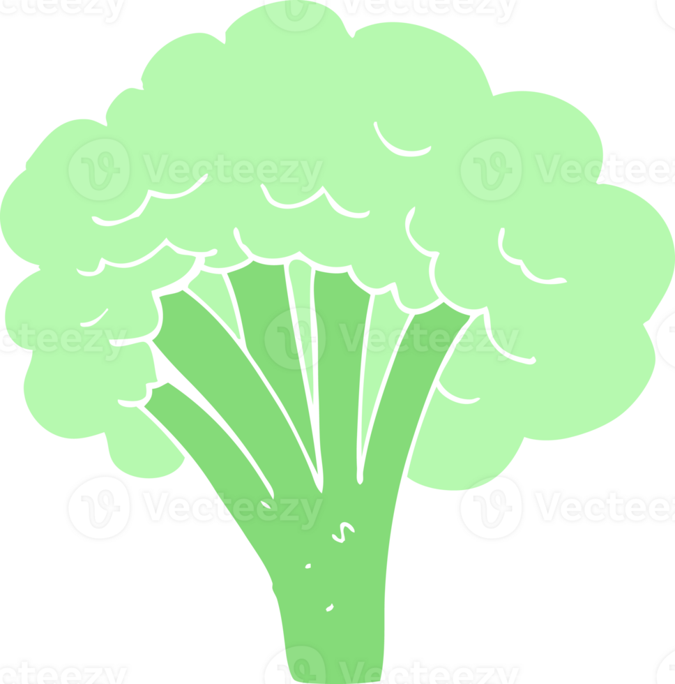 flat color illustration of a cartoon broccoli png