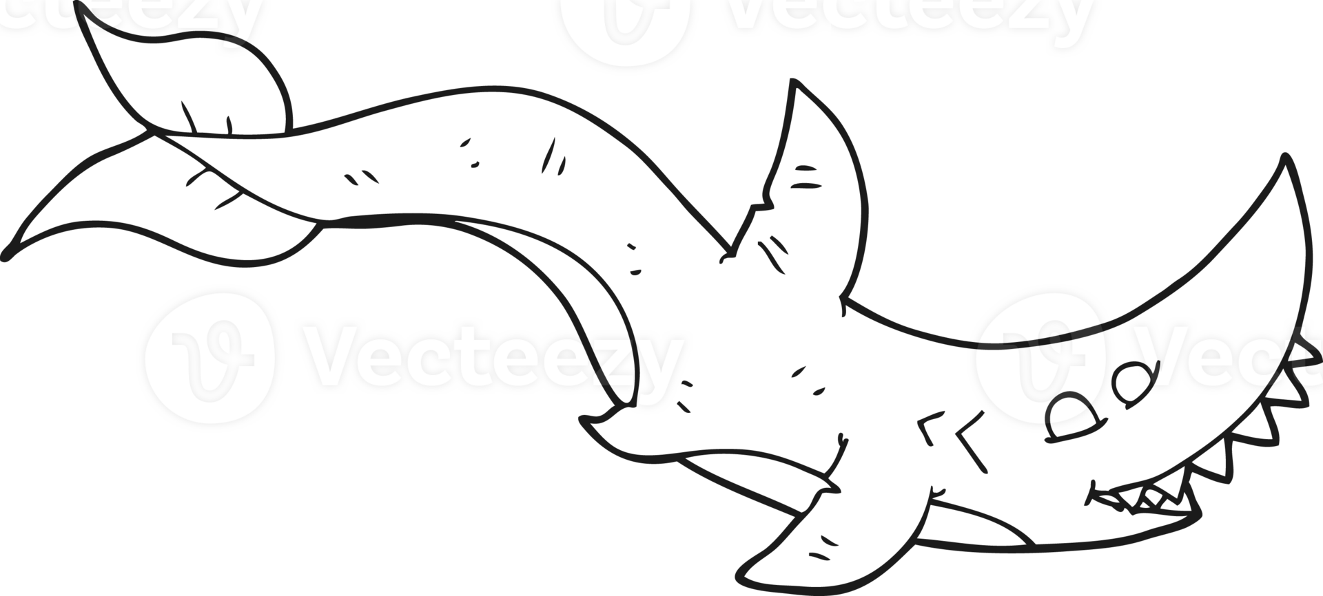 black and white cartoon shark png