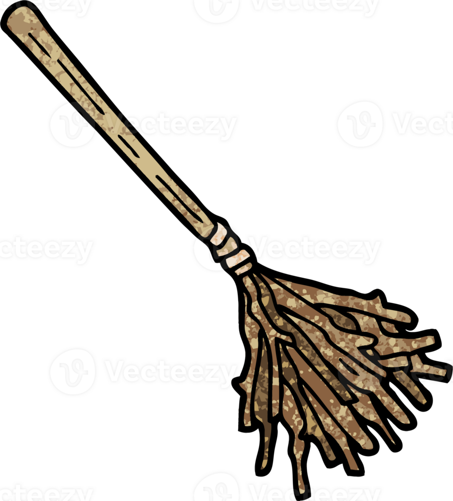 grunge textured illustration cartoon witches broomstick png