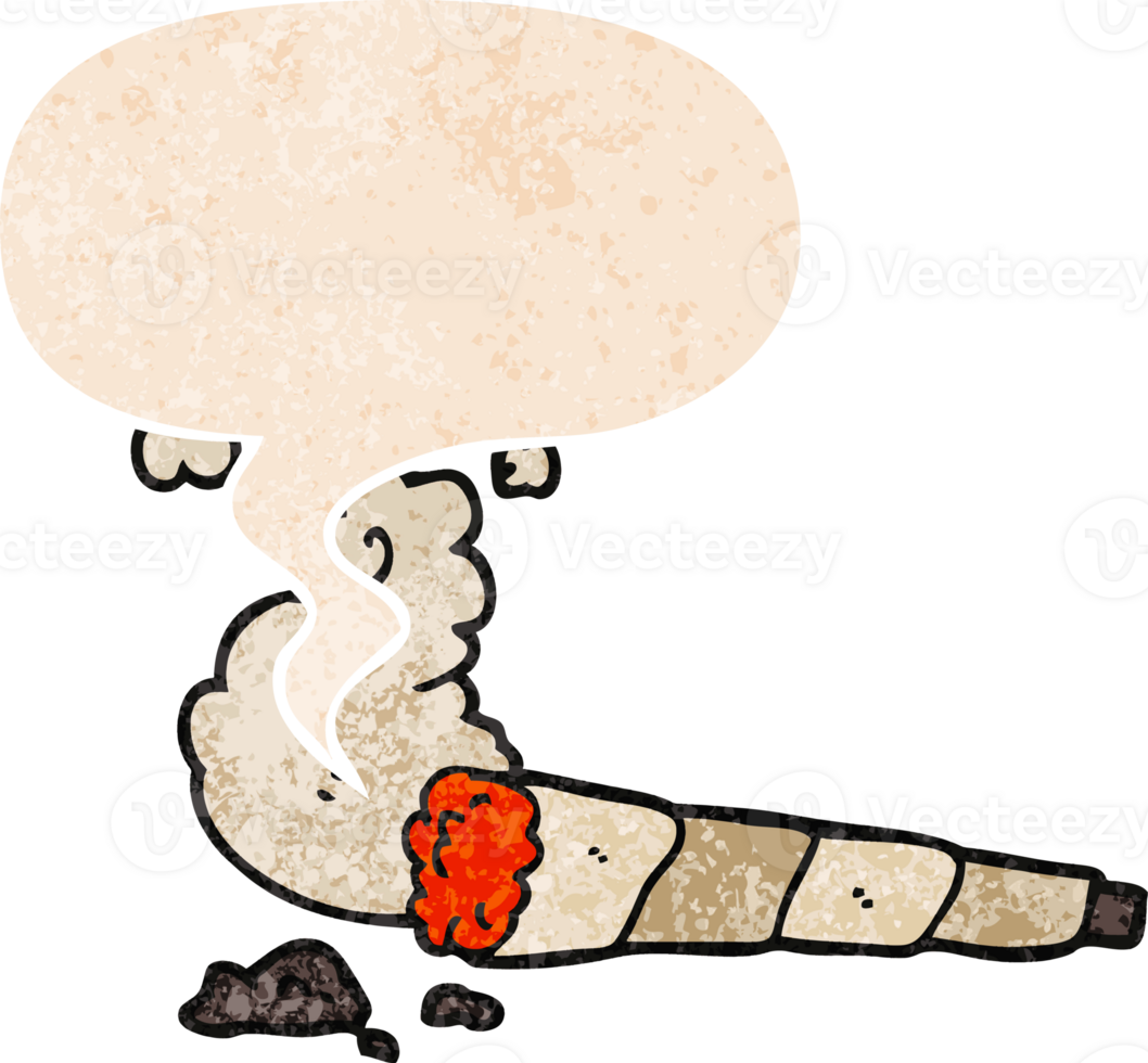 cartoon cigarette and speech bubble in retro textured style png