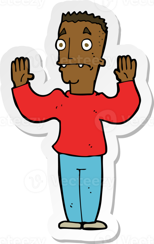 sticker of a cartoon man surrendering png