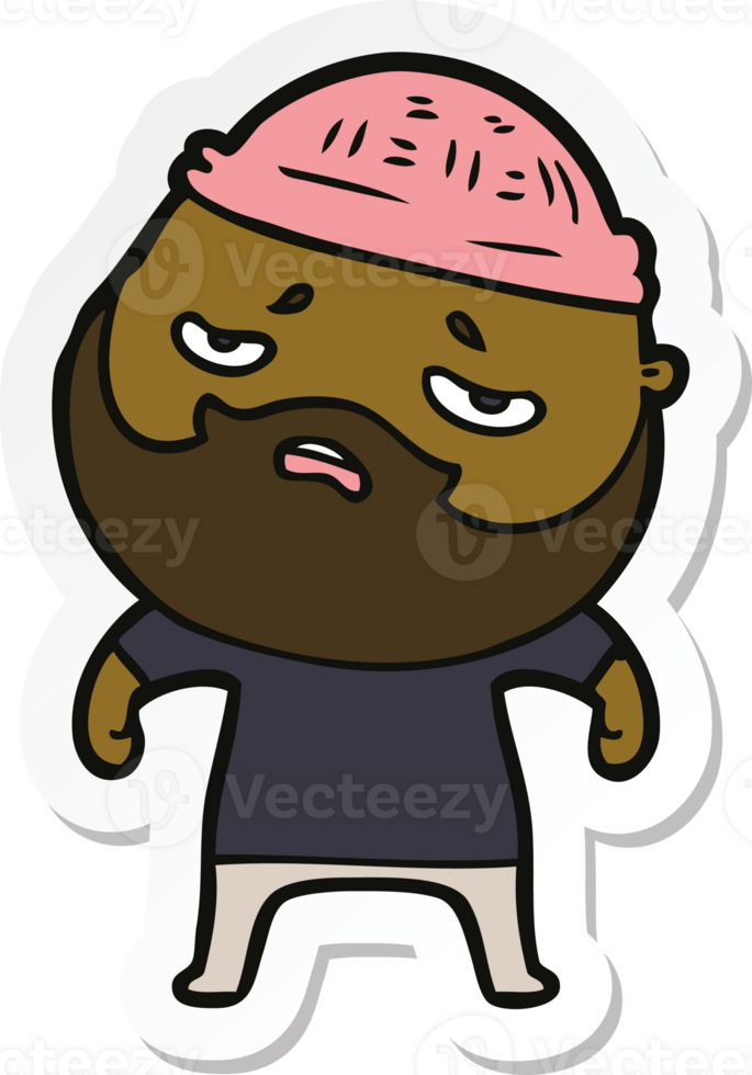 sticker of a cartoon worried man with beard png