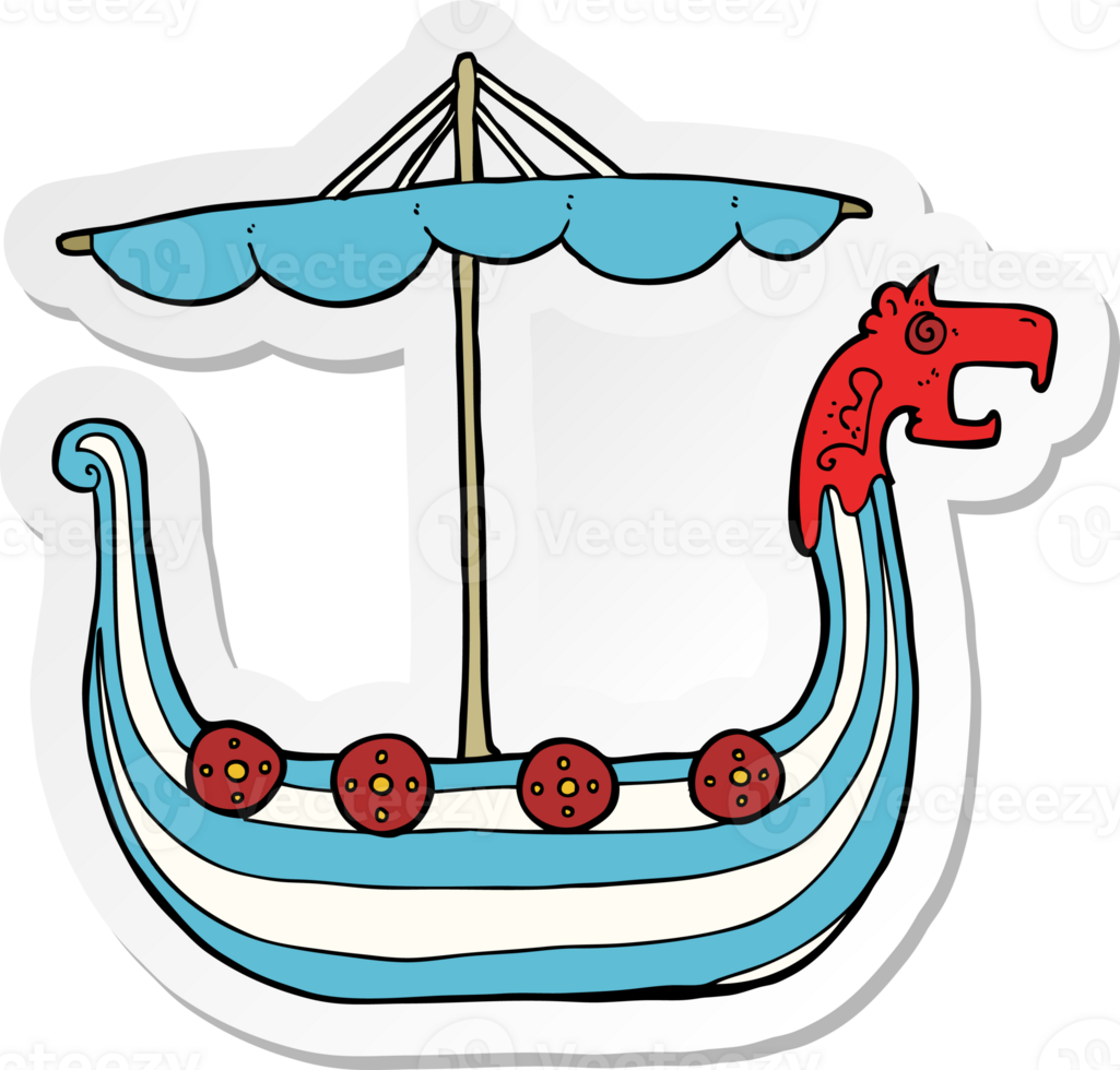 sticker of a cartoon viking ship png