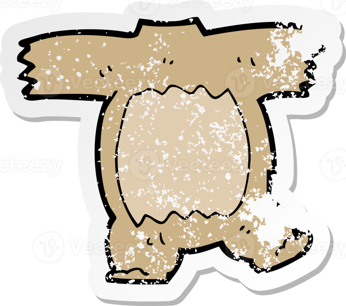 retro distressed sticker of a cartoon teddy bear body mix and match cartoons png