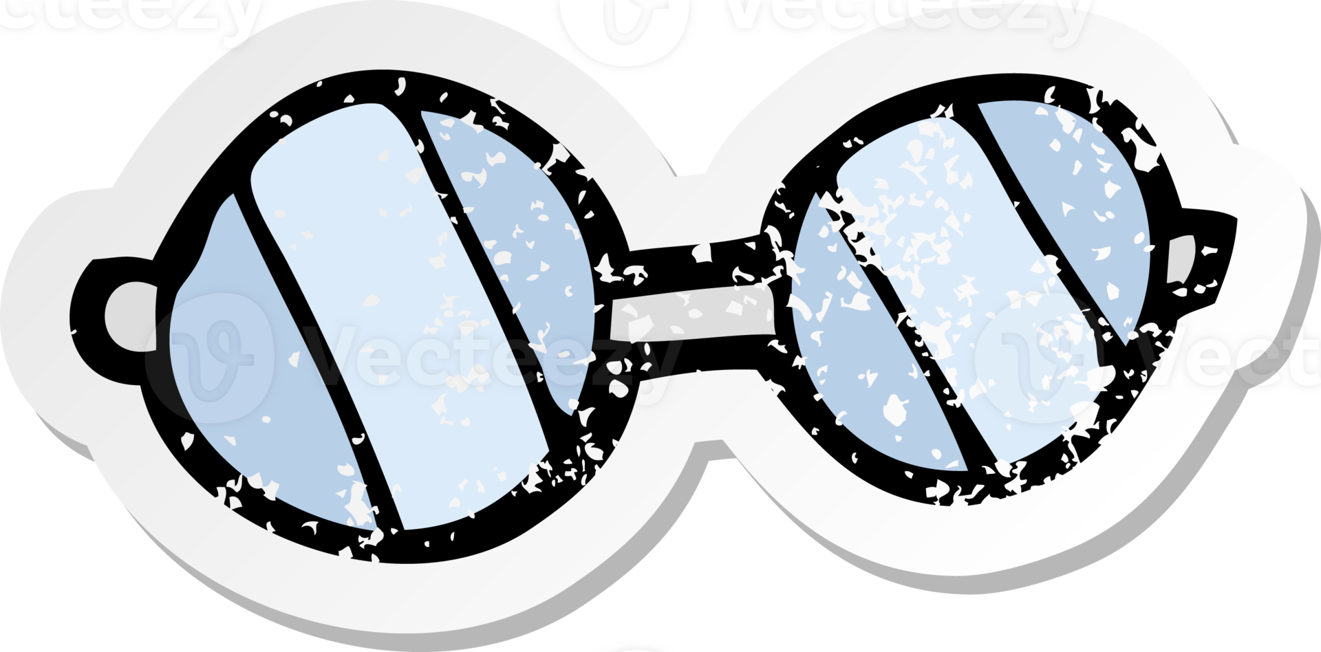 retro distressed sticker of a cartoon glasses png