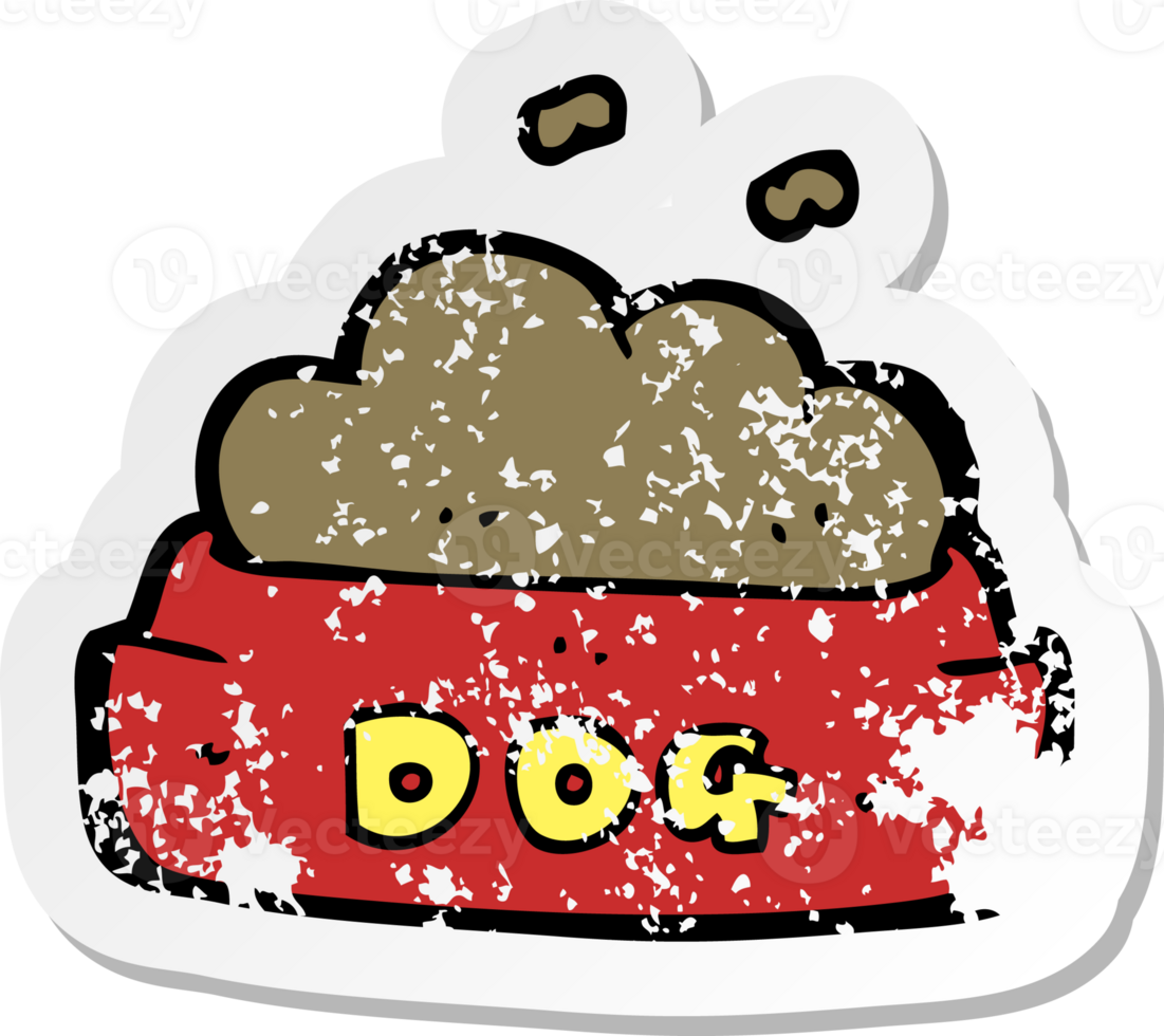 retro distressed sticker of a cartoon dog food png