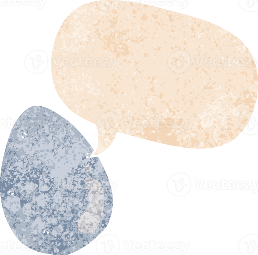 cartoon egg and speech bubble in retro textured style png