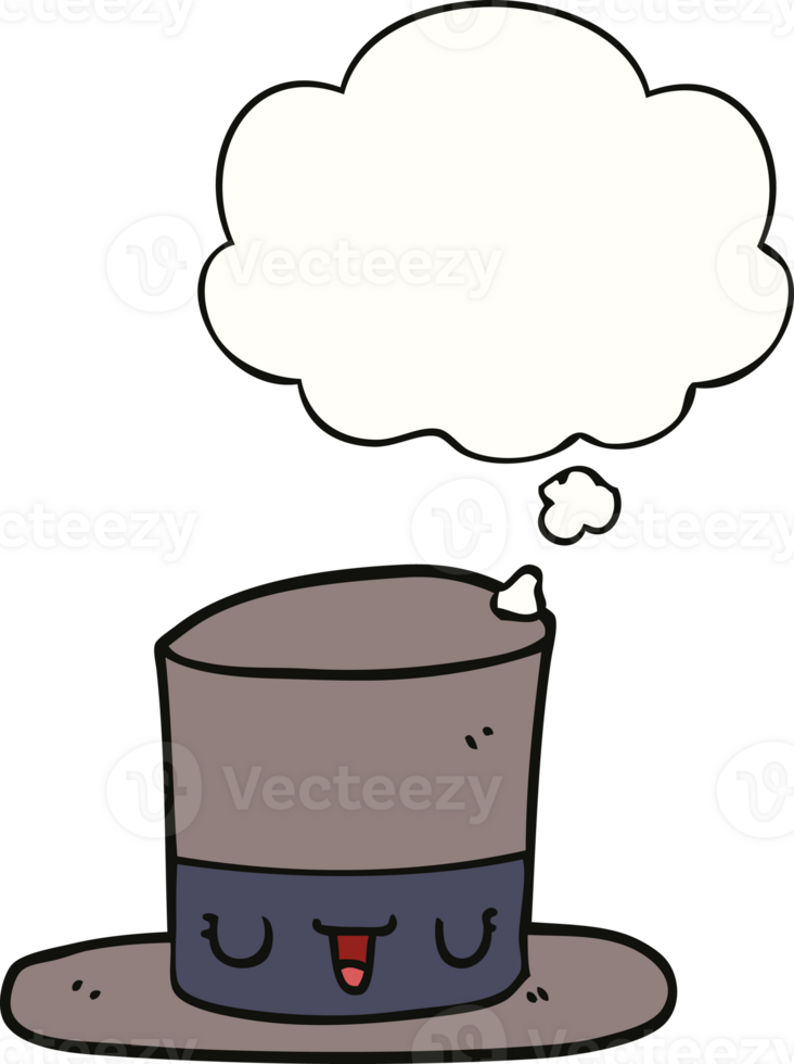 cartoon top hat and thought bubble png