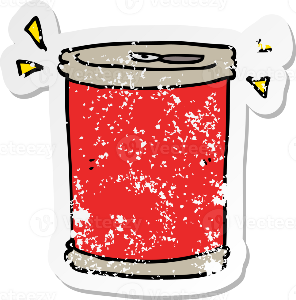 distressed sticker of a cartoon soda can png