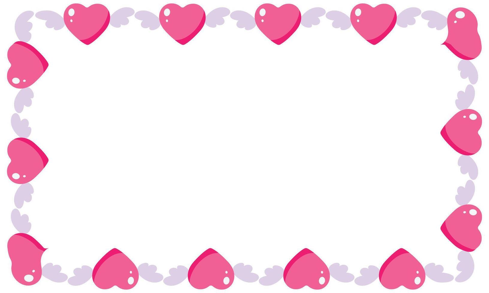 Hand drawn hearts border and frame design on white background vector