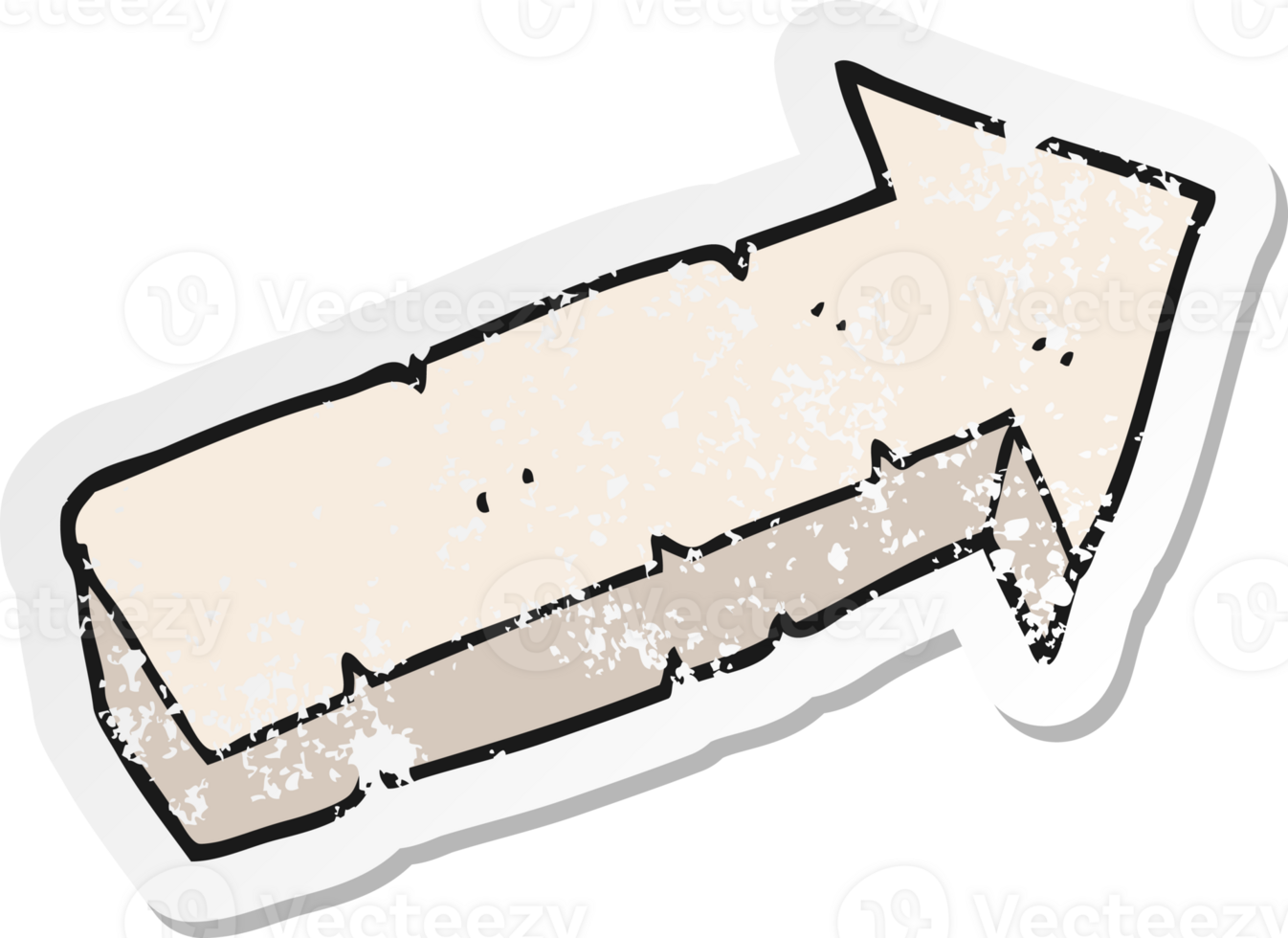 retro distressed sticker of a cartoon stone pointing arrow png