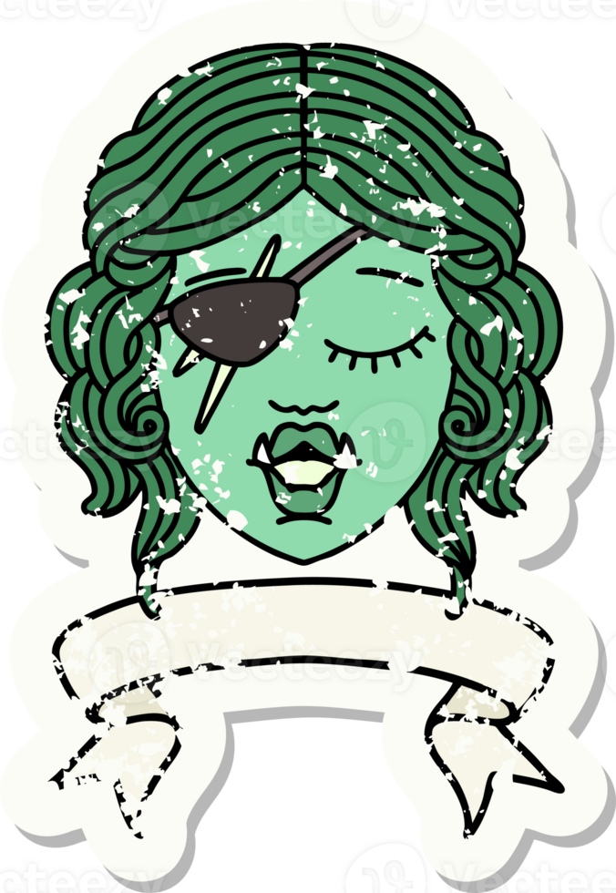 orc rogue character face with banner illustration png