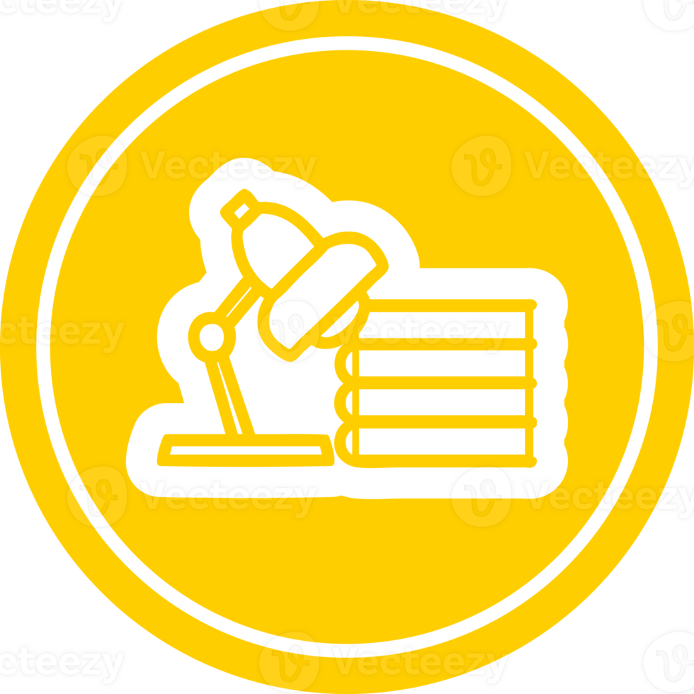 lamp and study books circular icon png