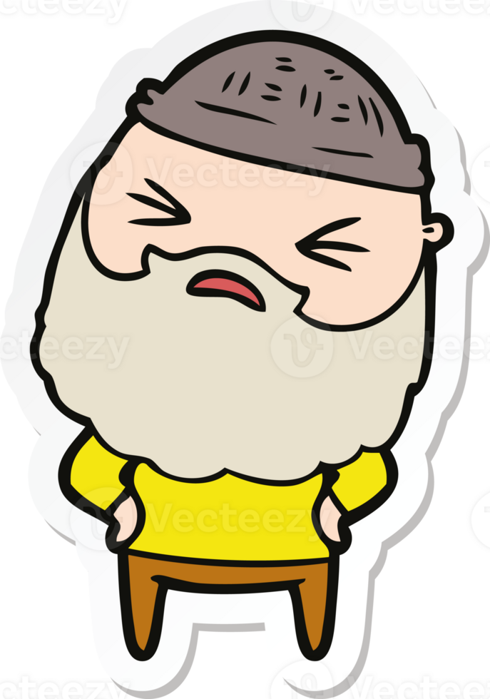 sticker of a cartoon man with beard png