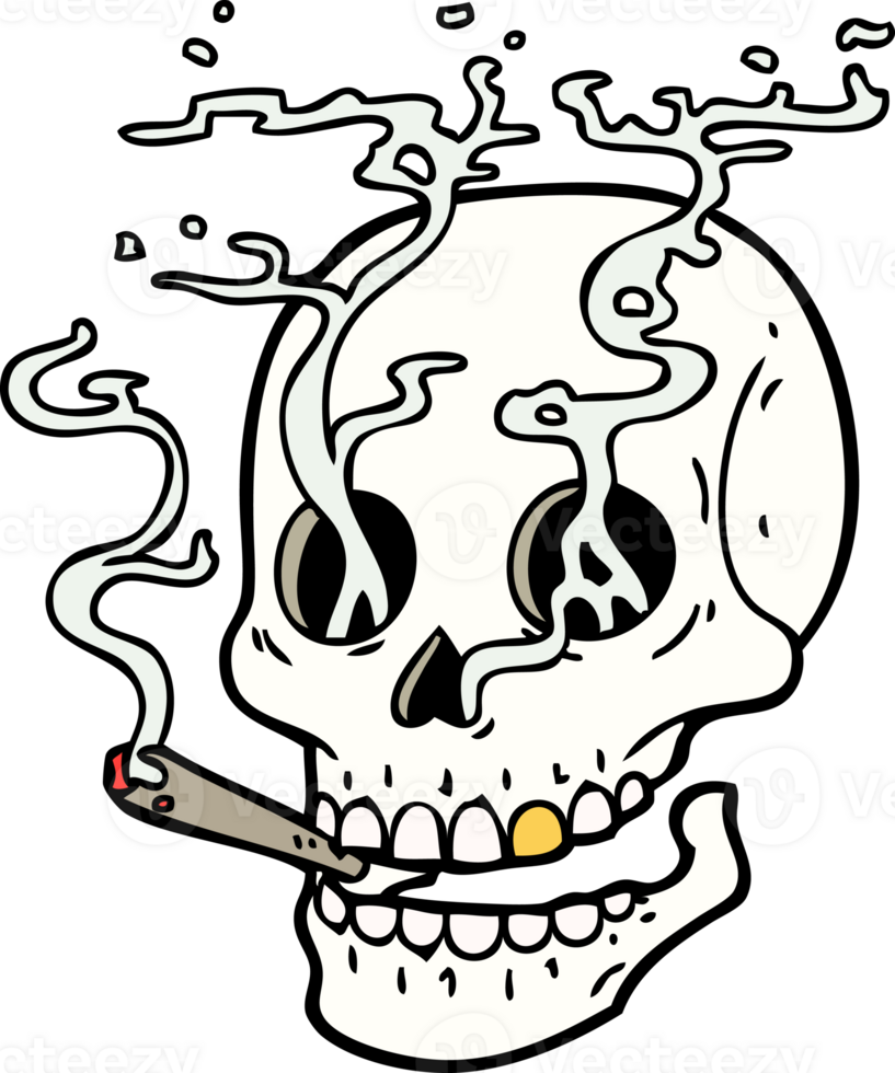 traditional tattoo of a skull smoking png