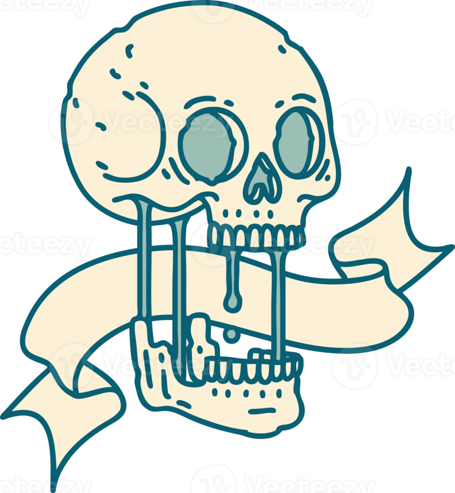 tattoo with banner of a skull png