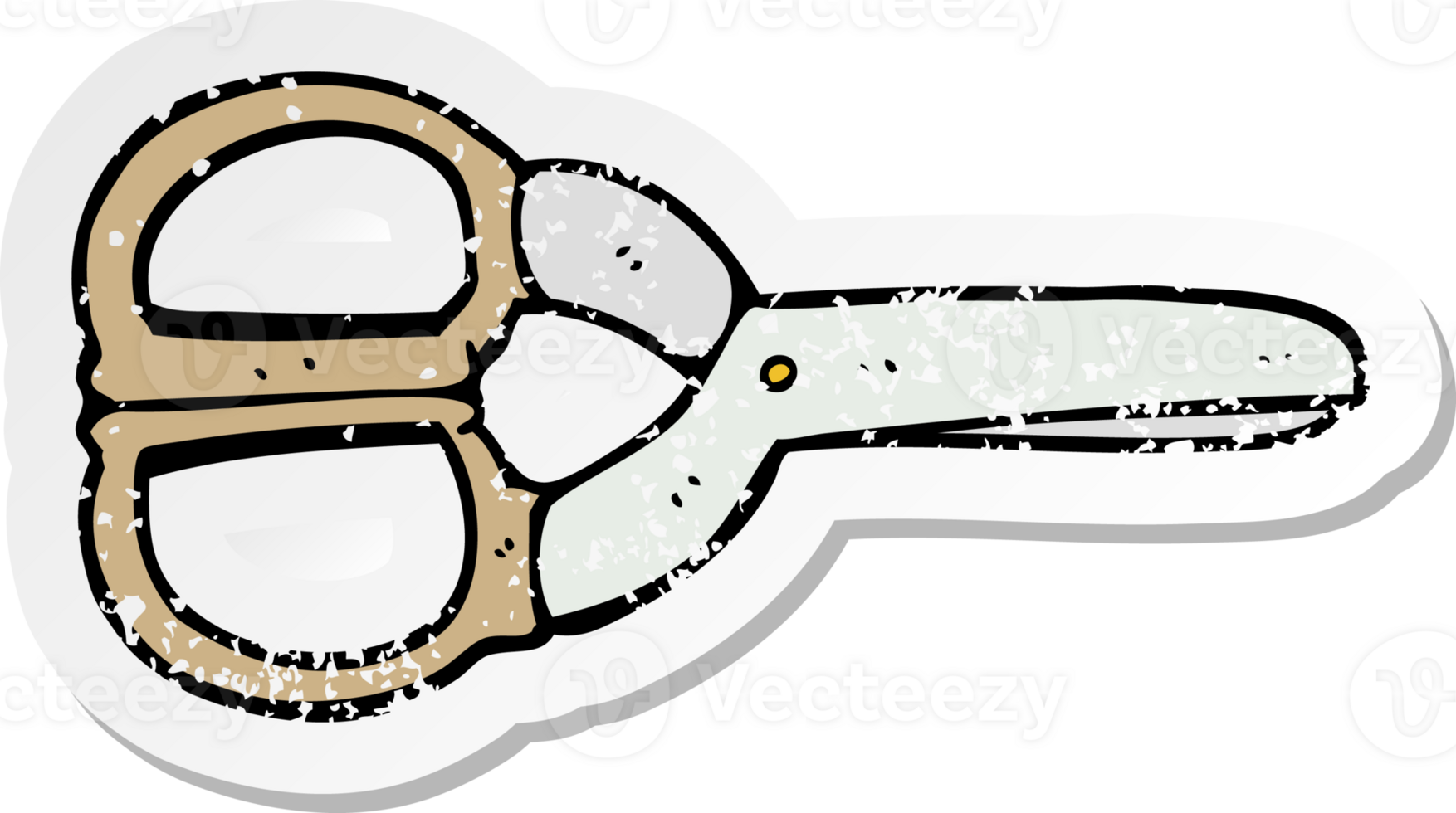 retro distressed sticker of a cartoon scissors png