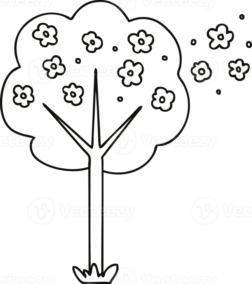 quirky line drawing cartoon tree png