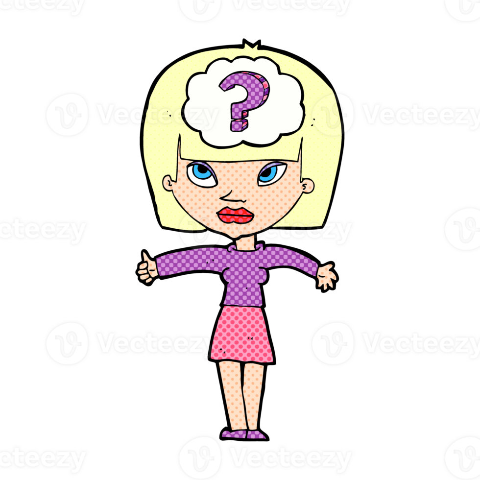 cartoon woman with question png