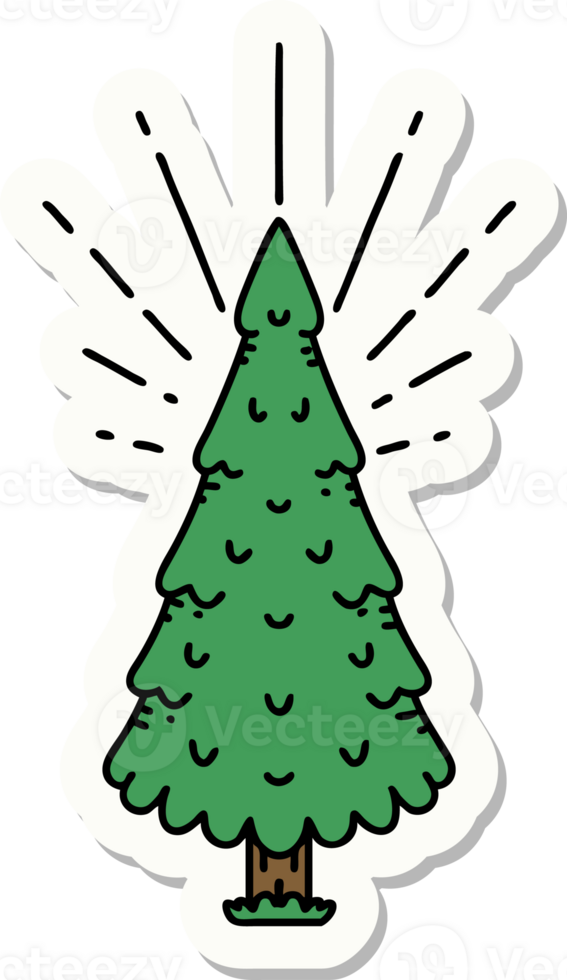 sticker of tattoo style pine tree png