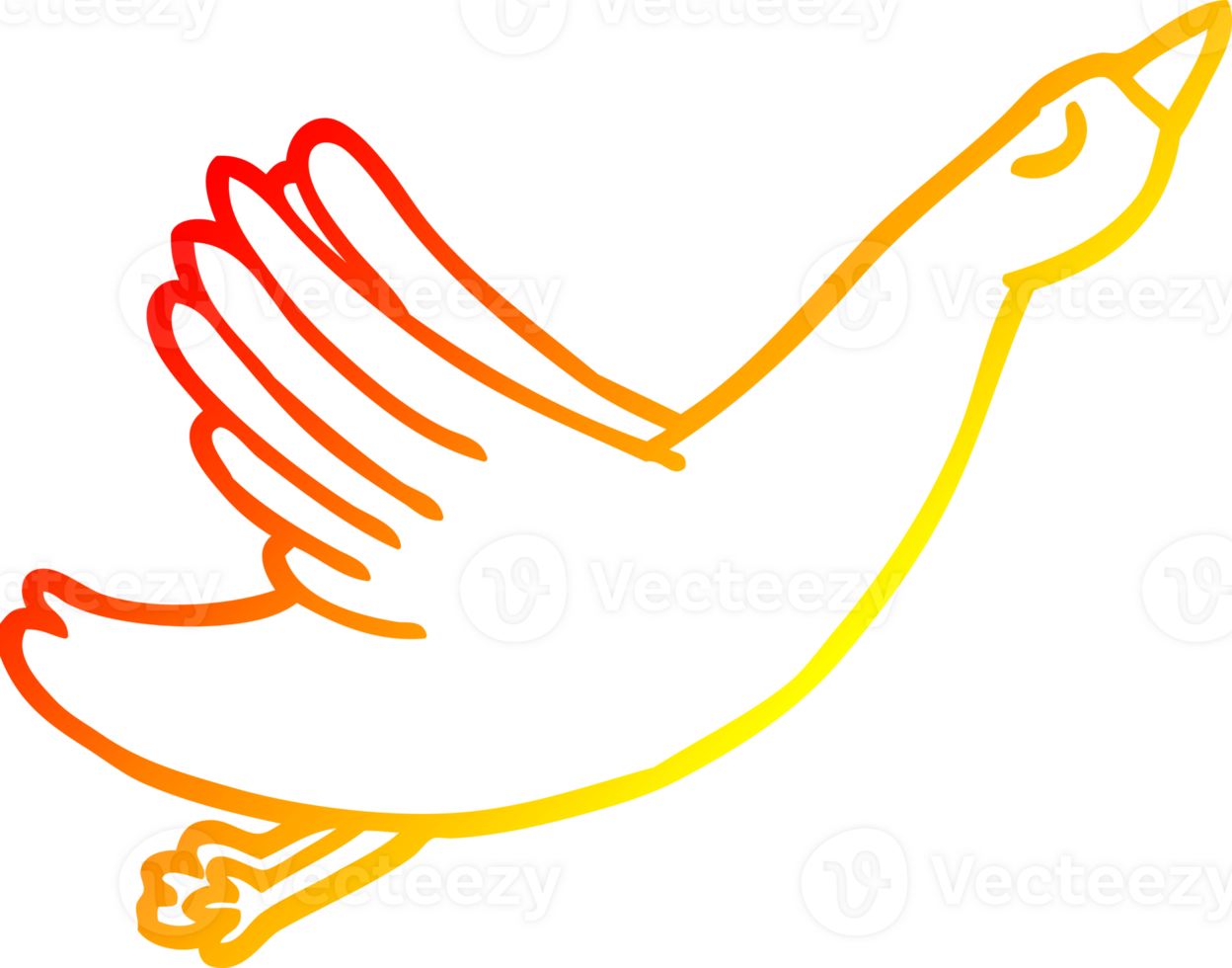 warm gradient line drawing cartoon flying goose png