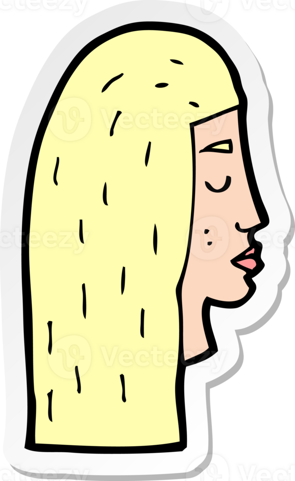 pegatina de un perfil de rostro femenino de dibujos animados png