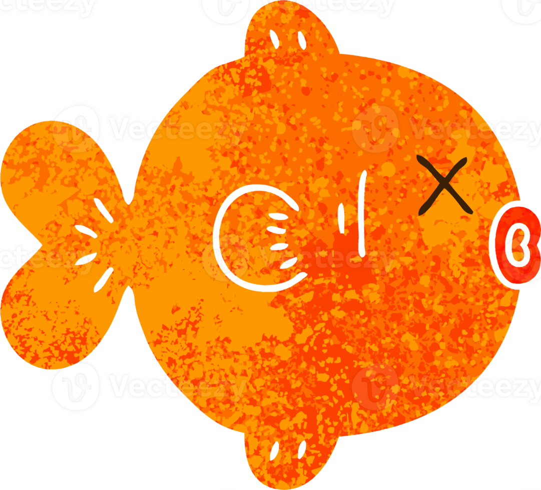 quirky retro illustration style cartoon fish png