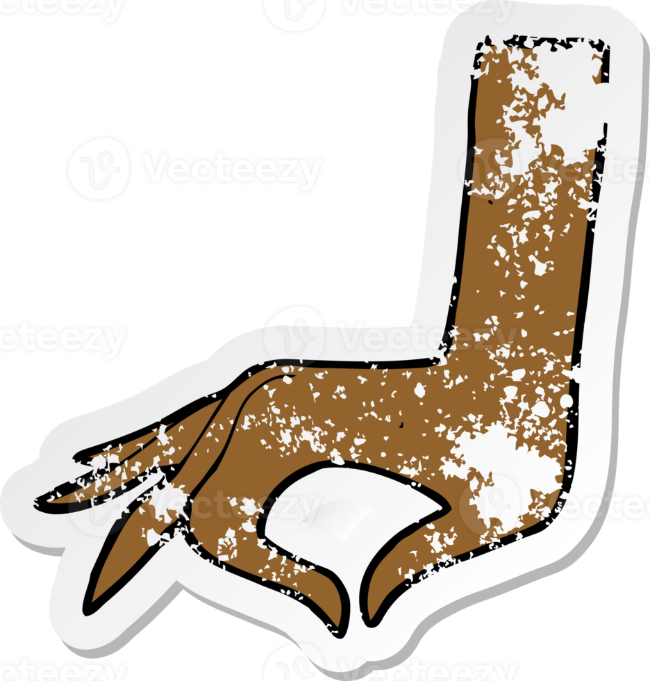 retro distressed sticker of a cartoon hand symbol png