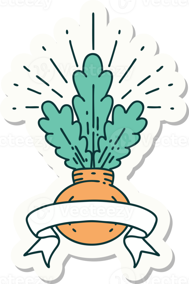 sticker of tattoo style house plant png