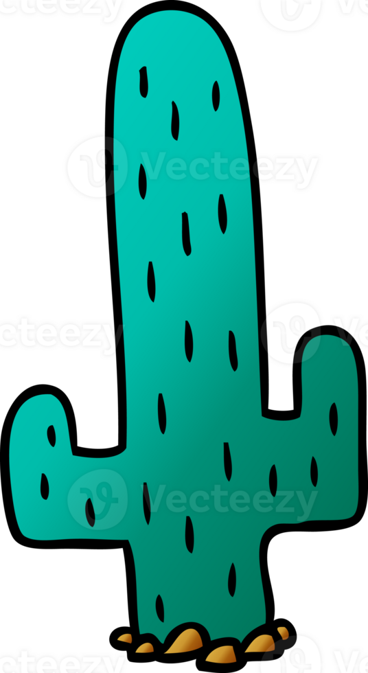 gradient cartoon doodle of a cactus png