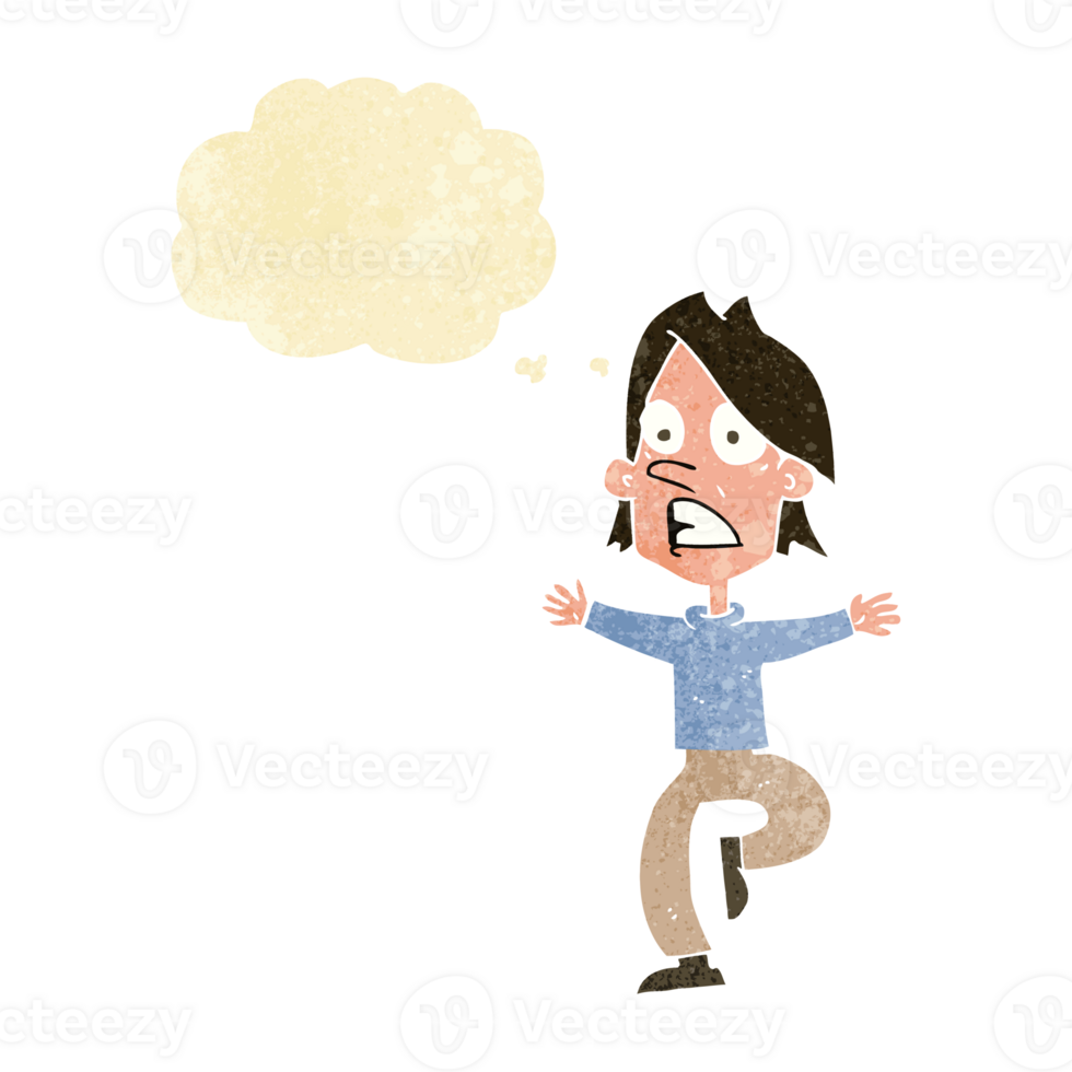 cartoon panicking man with thought bubble png