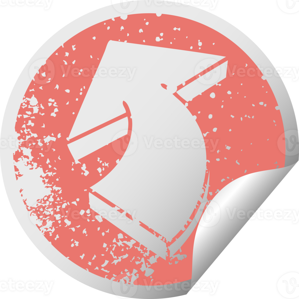 quirky distressed circular peeling sticker symbol arrow png