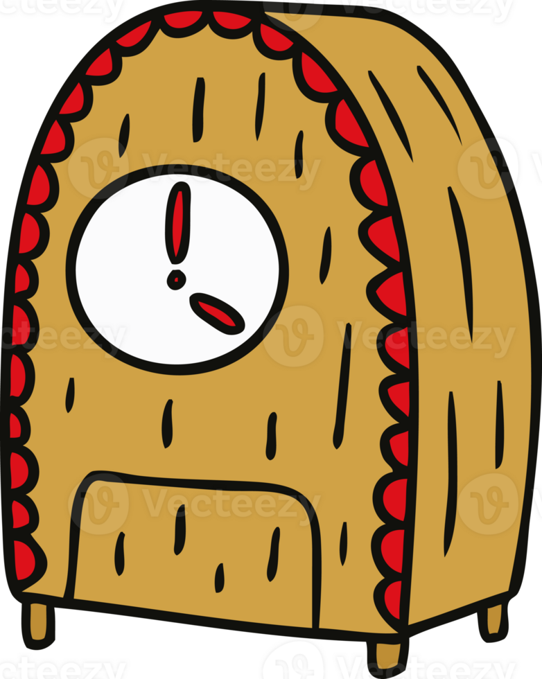 cartoon doodle of an old fashioned clock png