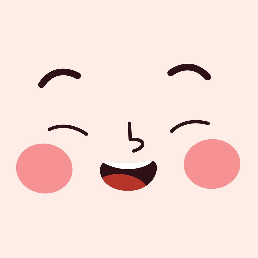 Hand drawn flat design kawaii face vector