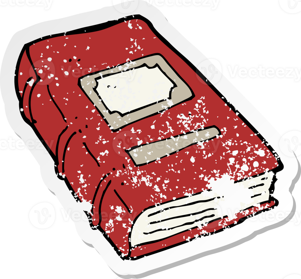 retro distressed sticker of a cartoon old book png