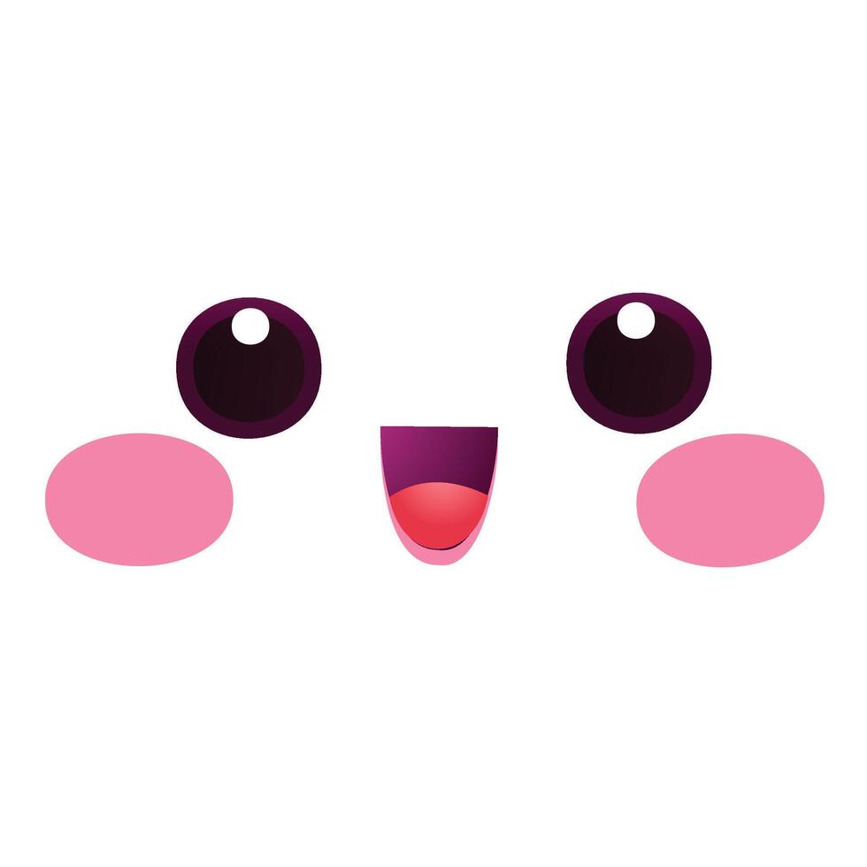 Hand drawn kawaii face illustration on white background vector