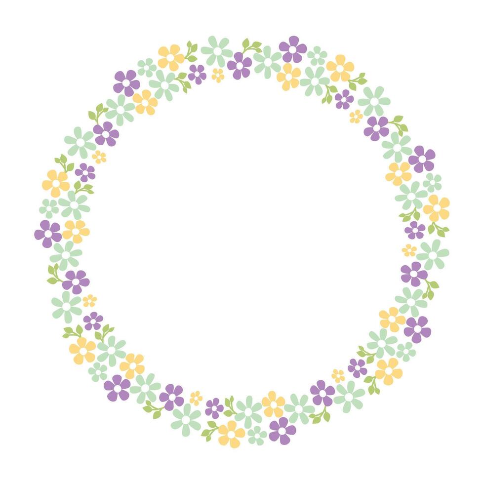 Hand drawn floral wreath on white background vector