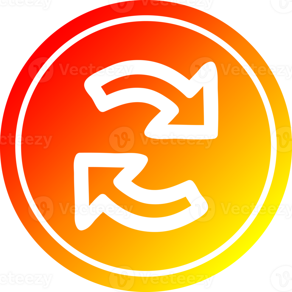 seta de reciclagem circular no espectro de gradiente quente png