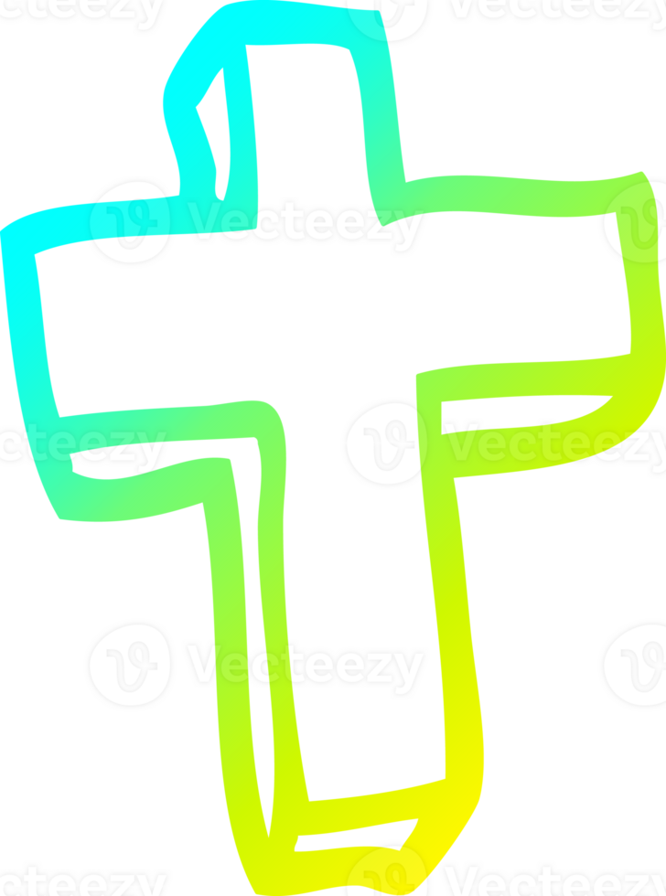 cold gradient line drawing cartoon wood cross png