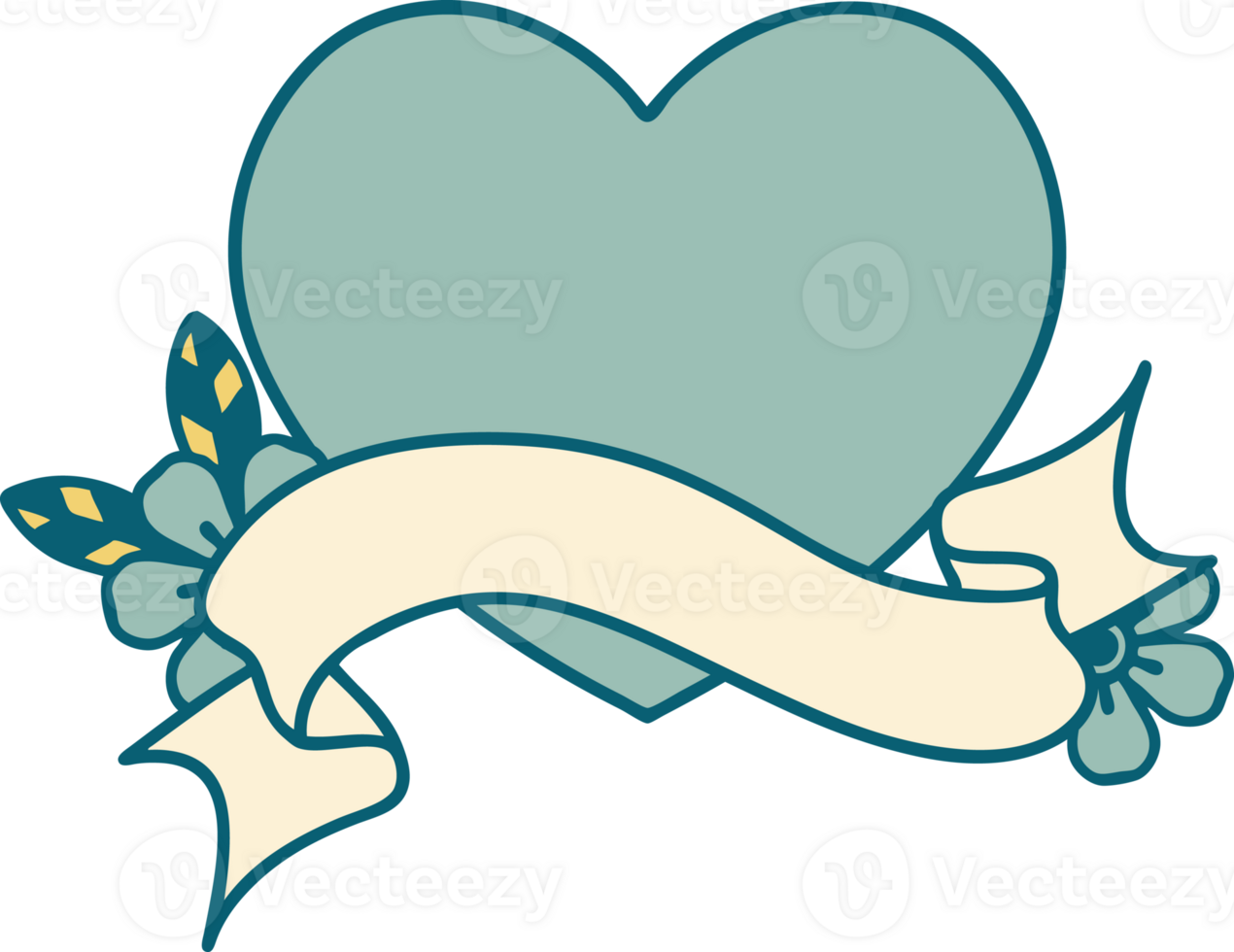 tattoo with banner of a heart png