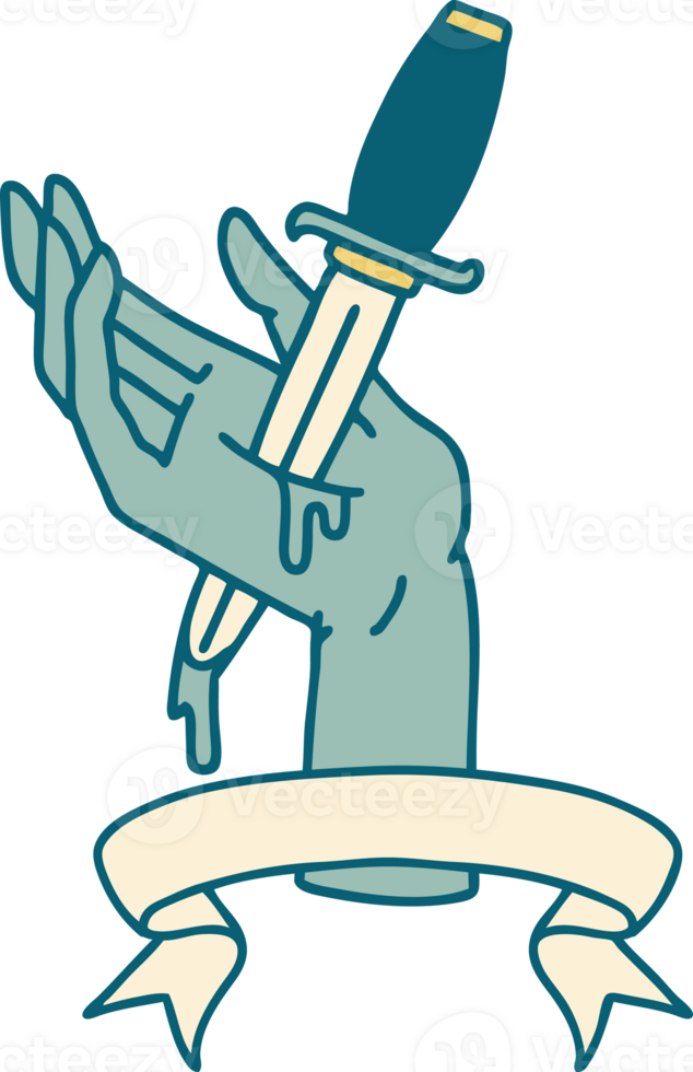 tattoo with banner of a dagger in the hand png