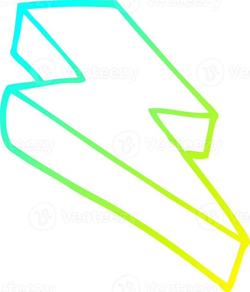 cold gradient line drawing cartoon thunder bolt png